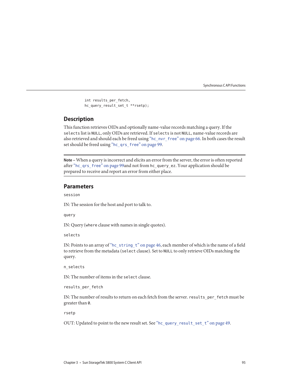 Description, Parameters | Sun Microsystems Sun StorageTek 5800 User Manual | Page 95 / 136