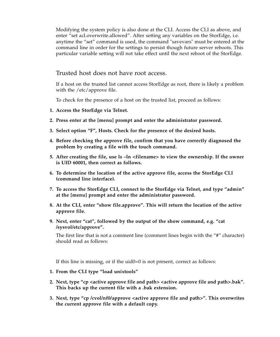 Trusted host does not have root access | Sun Microsystems SUN STOREDGETM 5310 NAS User Manual | Page 108 / 382