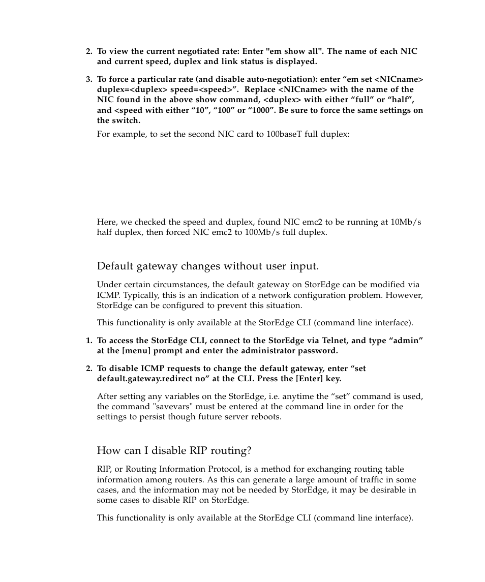 Default gateway changes without user input, How can i disable rip routing | Sun Microsystems SUN STOREDGETM 5310 NAS User Manual | Page 114 / 382