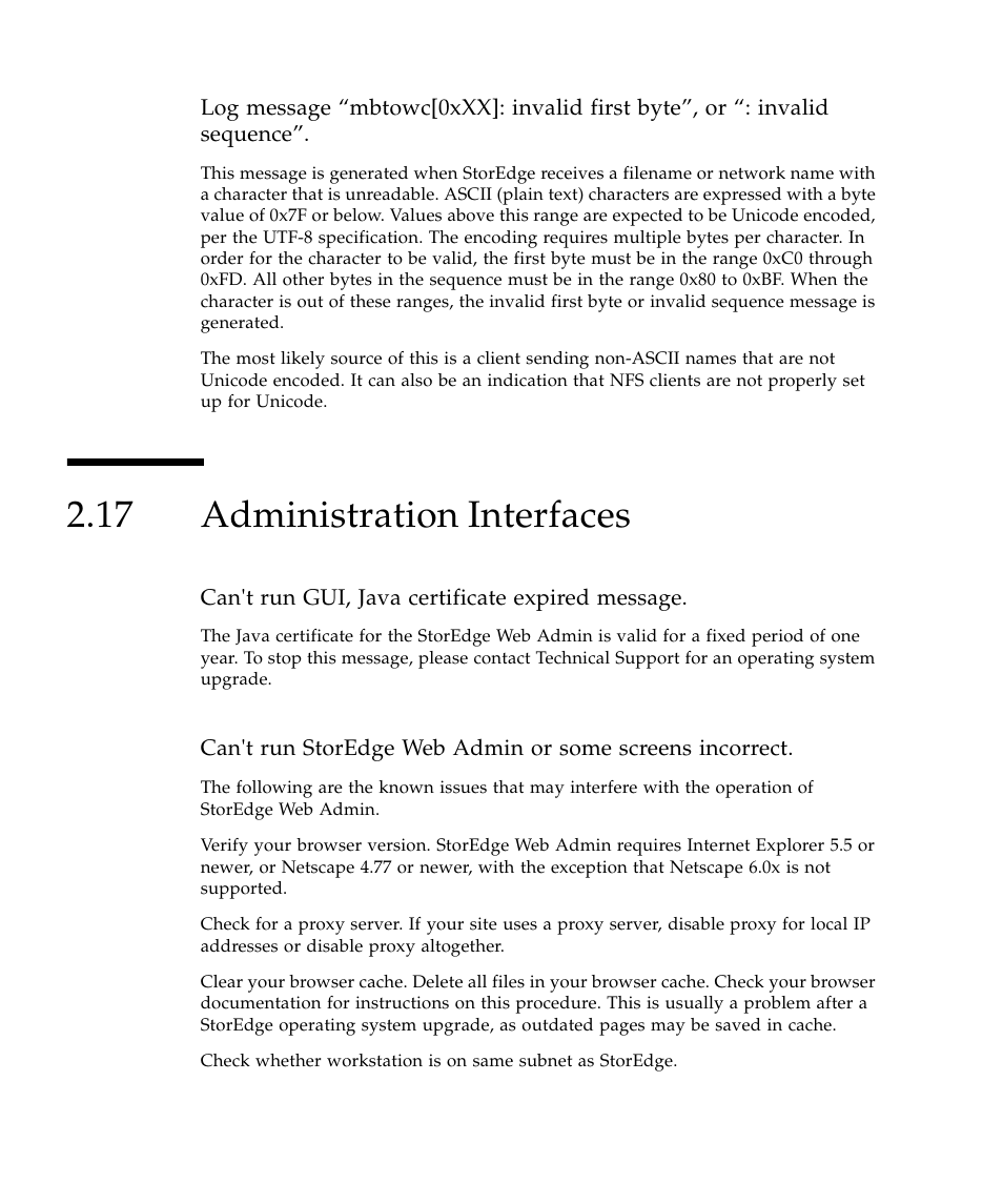 17 administration interfaces, Administration interfaces 78 | Sun Microsystems SUN STOREDGETM 5310 NAS User Manual | Page 124 / 382