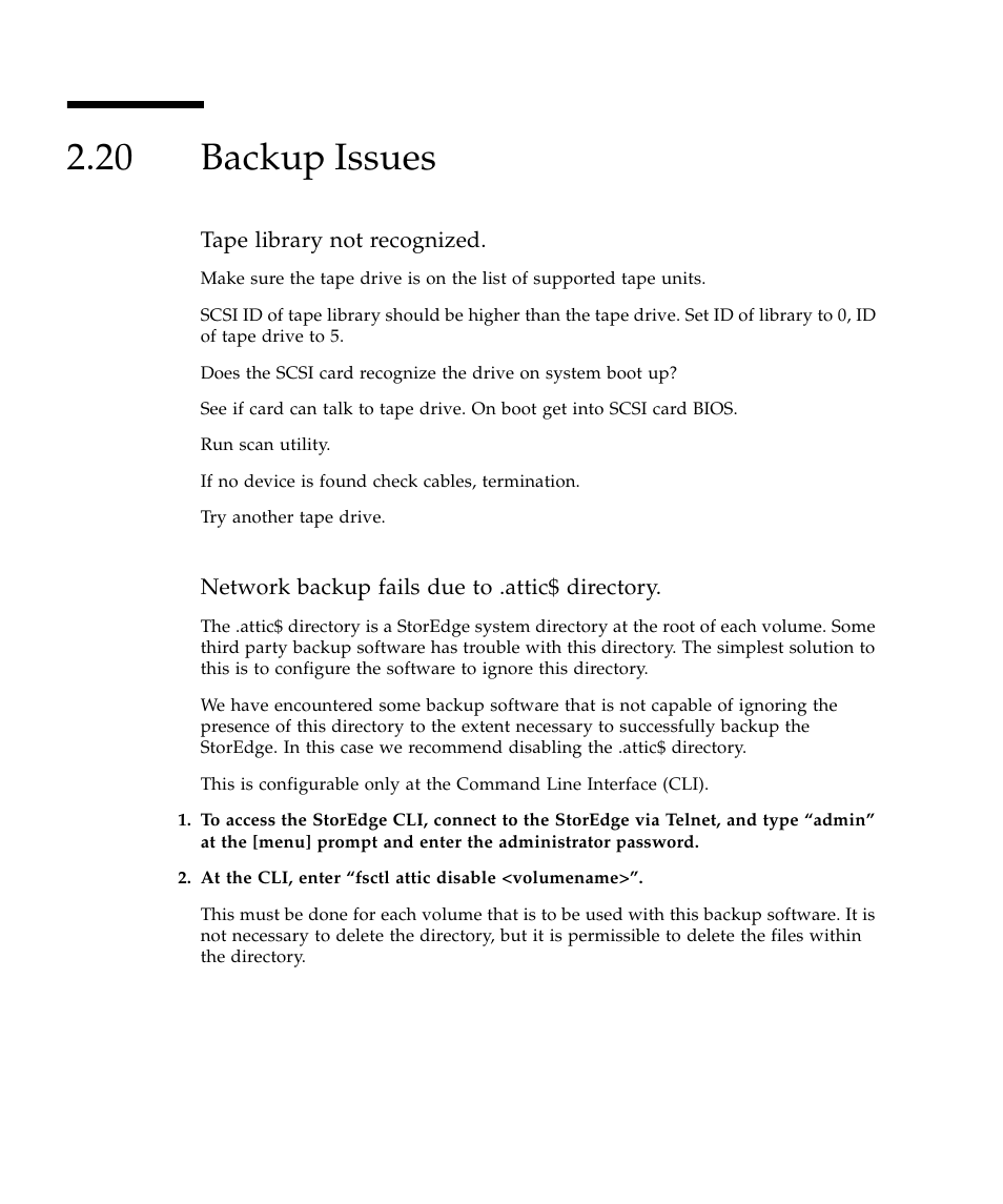 20 backup issues, Backup issues 88 | Sun Microsystems SUN STOREDGETM 5310 NAS User Manual | Page 134 / 382