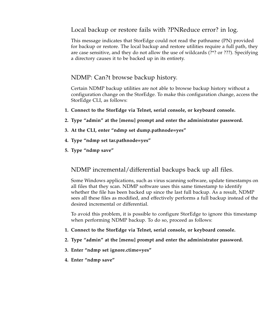 Ndmp: can?t browse backup history | Sun Microsystems SUN STOREDGETM 5310 NAS User Manual | Page 137 / 382