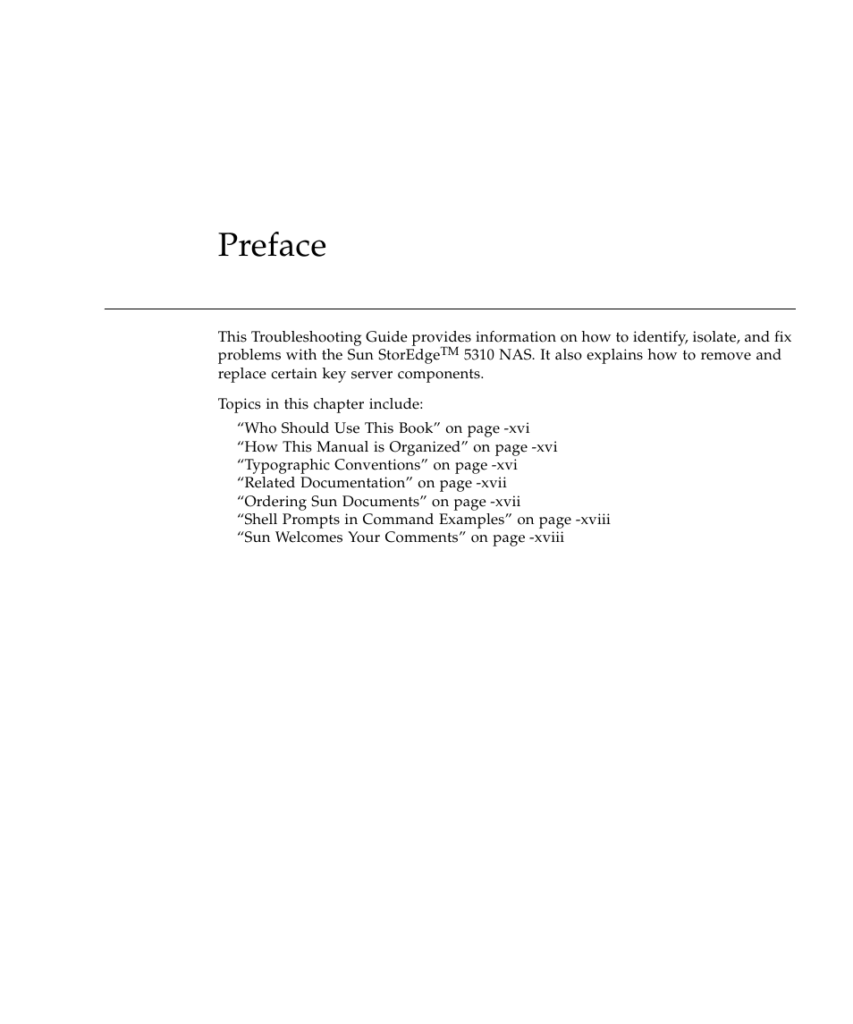 Preface | Sun Microsystems SUN STOREDGETM 5310 NAS User Manual | Page 15 / 382