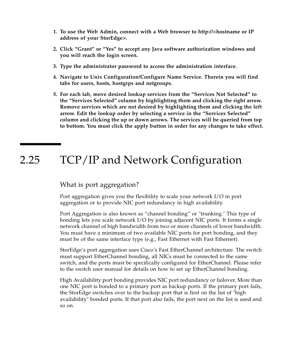 25 tcp/ip and network configuration, Tcp/ip and network configuration 106 | Sun Microsystems SUN STOREDGETM 5310 NAS User Manual | Page 152 / 382