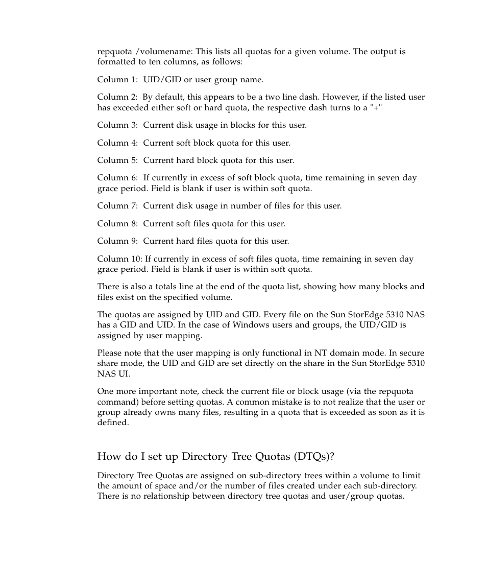 How do i set up directory tree quotas (dtqs) | Sun Microsystems SUN STOREDGETM 5310 NAS User Manual | Page 158 / 382