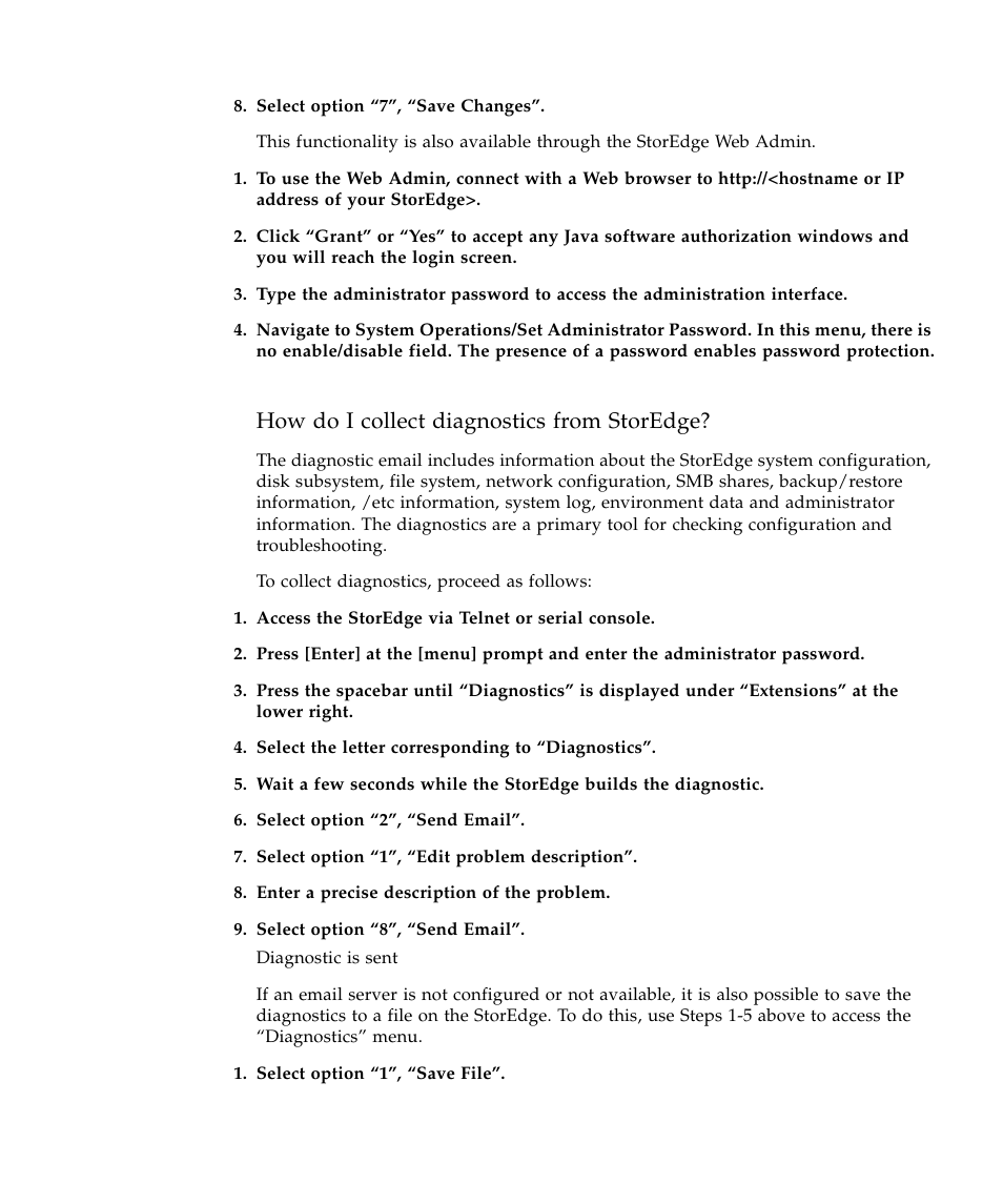 How do i collect diagnostics from storedge | Sun Microsystems SUN STOREDGETM 5310 NAS User Manual | Page 175 / 382