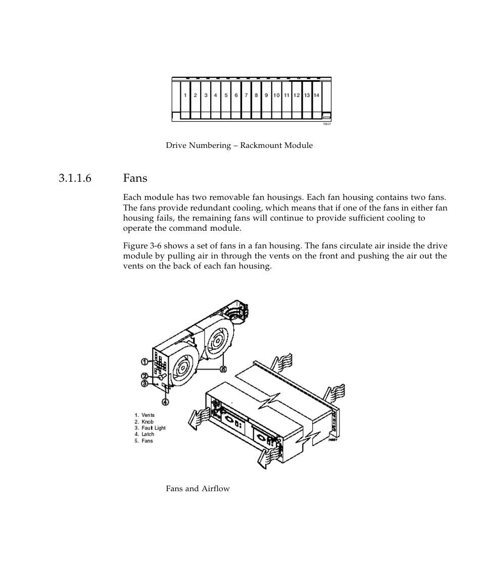 6 fans, Figure 3-5, Drive numbe | Figure 3-6 | Sun Microsystems SUN STOREDGETM 5310 NAS User Manual | Page 205 / 382