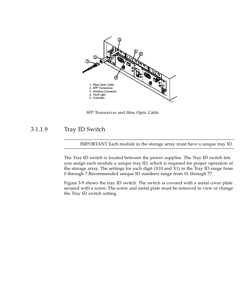 9 tray id switch, Figure 3-8, Sfp tra | Sun Microsystems SUN STOREDGETM 5310 NAS User Manual | Page 207 / 382