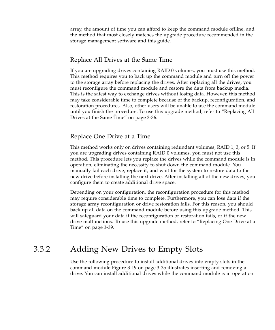 2 adding new drives to empty slots, Adding new drives to empty slots 33 | Sun Microsystems SUN STOREDGETM 5310 NAS User Manual | Page 233 / 382