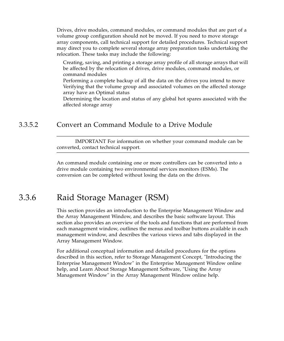 2 convert an command module to a drive module, 6 raid storage manager (rsm), Raid storage manager (rsm) 44 | Sun Microsystems SUN STOREDGETM 5310 NAS User Manual | Page 244 / 382