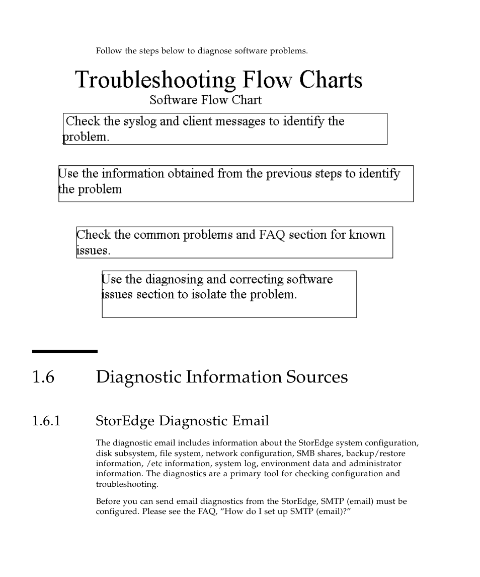 6 diagnostic information sources, 1 storedge diagnostic email, Diagnostic information sources 8 | Storedge diagnostic email 8 | Sun Microsystems SUN STOREDGETM 5310 NAS User Manual | Page 26 / 382