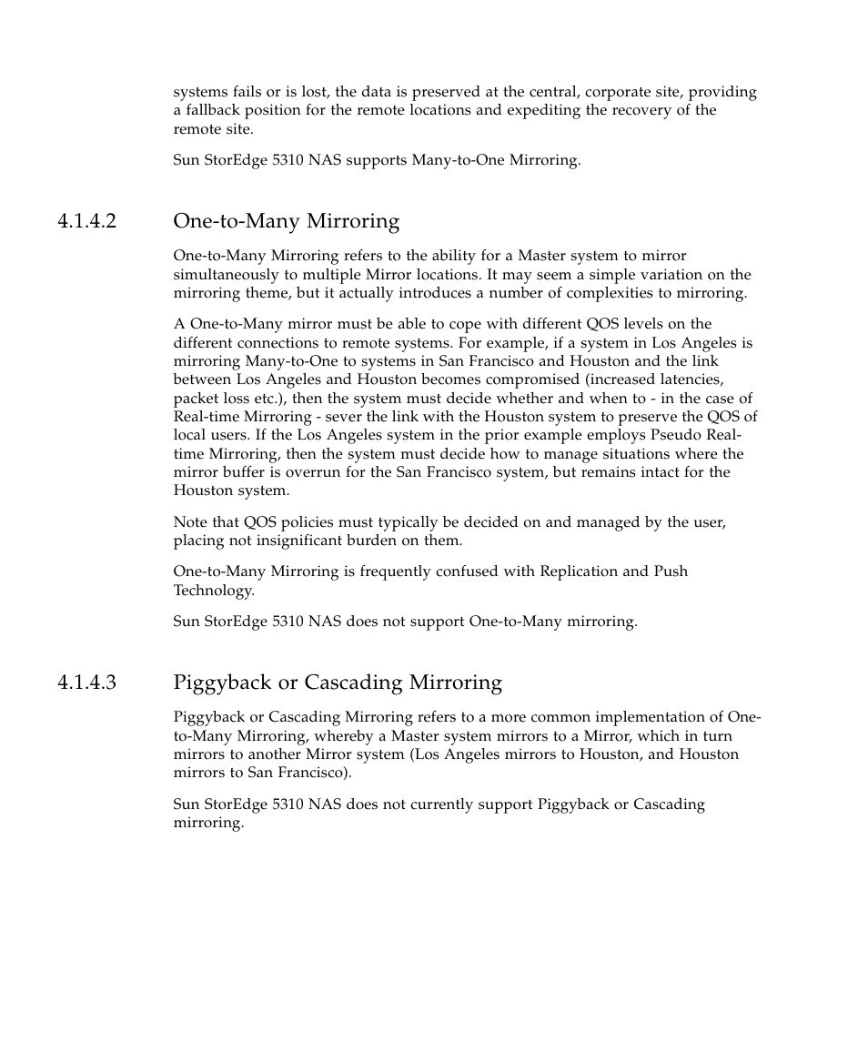 2 one-to-many mirroring, 3 piggyback or cascading mirroring | Sun Microsystems SUN STOREDGETM 5310 NAS User Manual | Page 308 / 382
