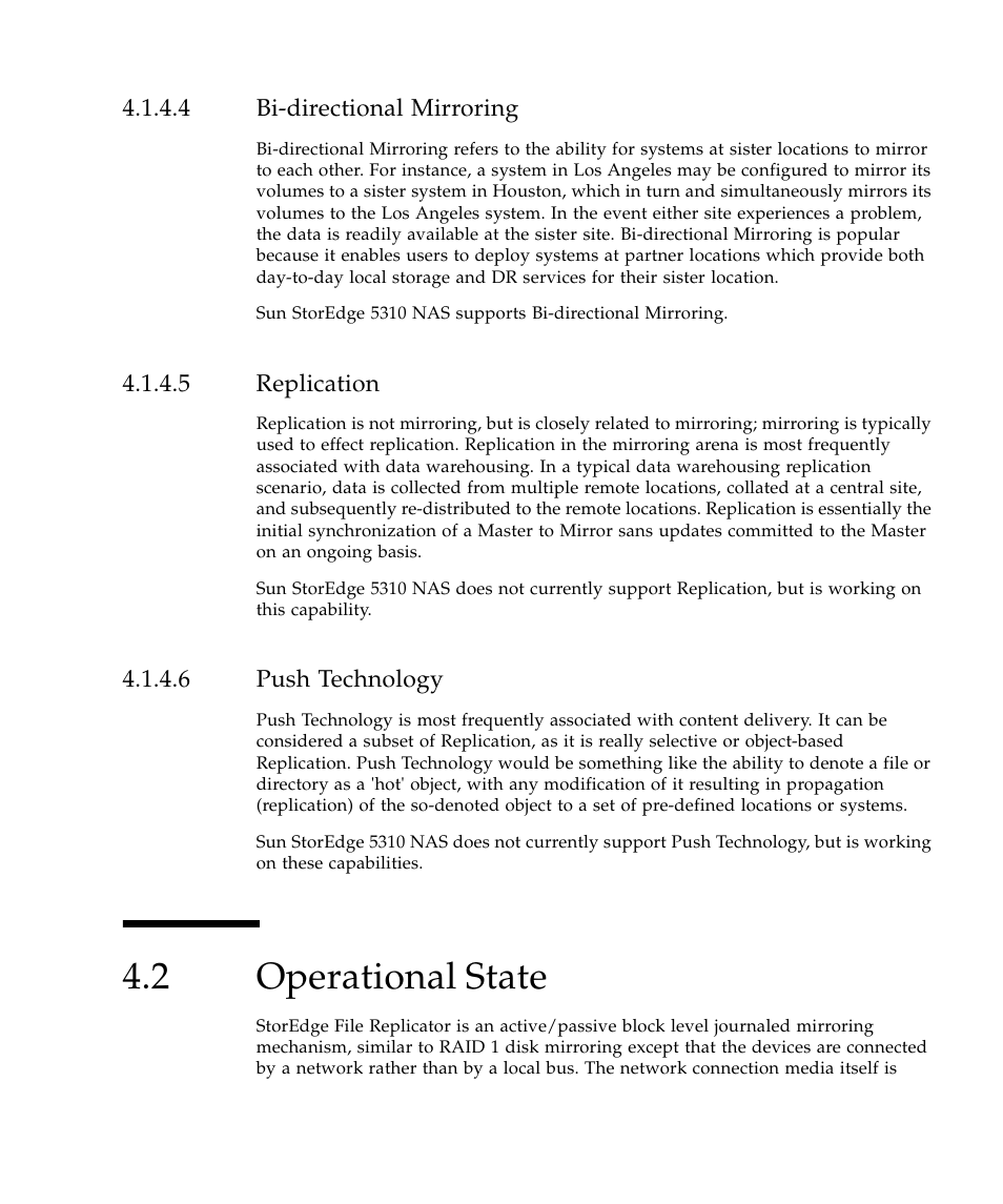 4 bi-directional mirroring, 5 replication, 6 push technology | 2 operational state, Operational state 9 | Sun Microsystems SUN STOREDGETM 5310 NAS User Manual | Page 309 / 382