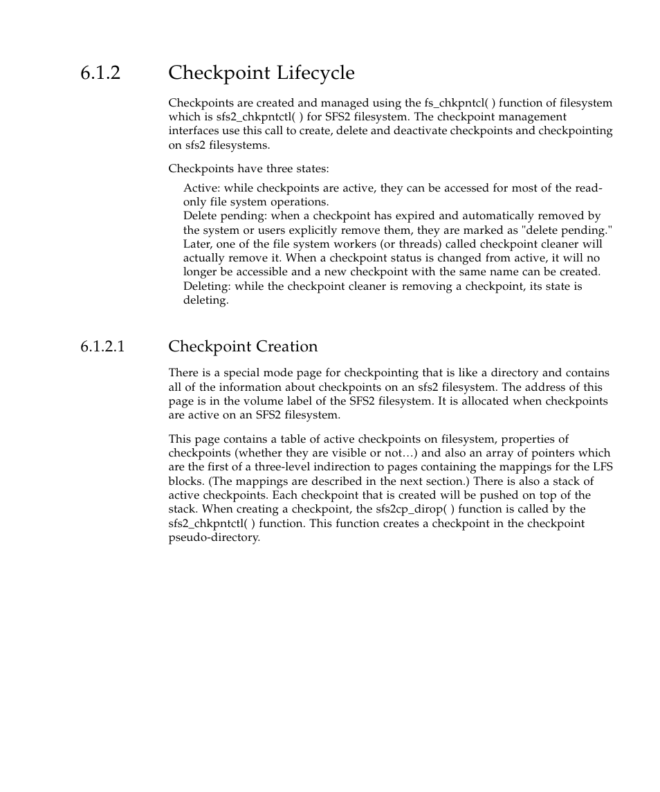 2 checkpoint lifecycle, 1 checkpoint creation, Checkpoint lifecycle 3 | Sun Microsystems SUN STOREDGETM 5310 NAS User Manual | Page 319 / 382