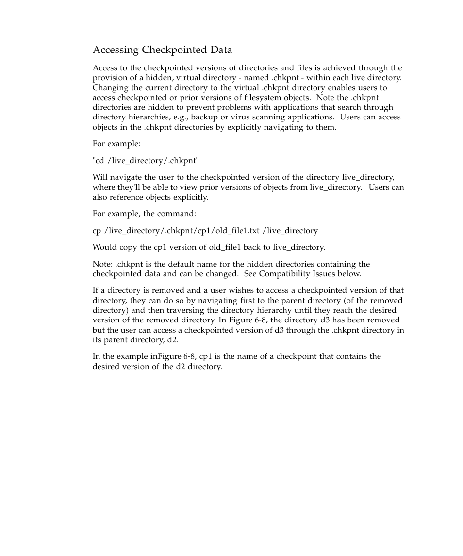 Accessing checkpointed data | Sun Microsystems SUN STOREDGETM 5310 NAS User Manual | Page 328 / 382