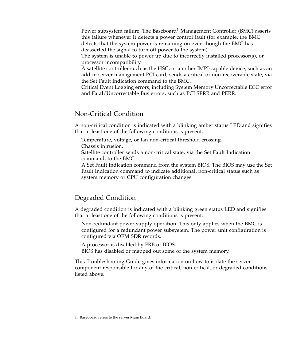 Non-critical condition, Degraded condition | Sun Microsystems SUN STOREDGETM 5310 NAS User Manual | Page 65 / 382