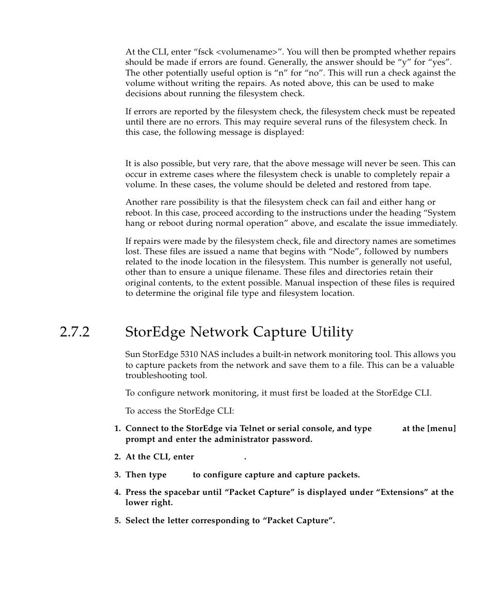2 storedge network capture utility, Storedge network capture utility 37 | Sun Microsystems SUN STOREDGETM 5310 NAS User Manual | Page 83 / 382