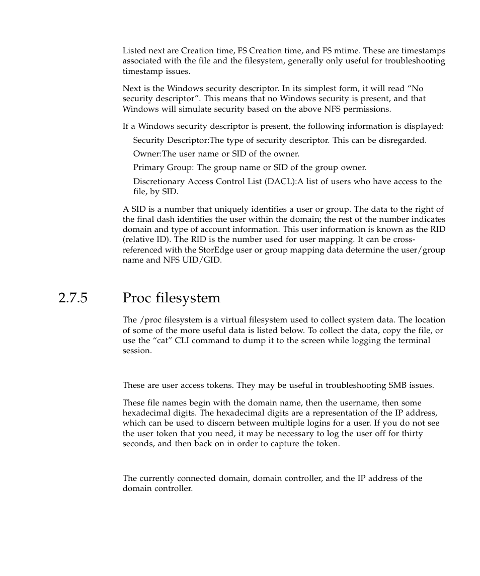5 proc filesystem, Proc filesystem 39 | Sun Microsystems SUN STOREDGETM 5310 NAS User Manual | Page 85 / 382