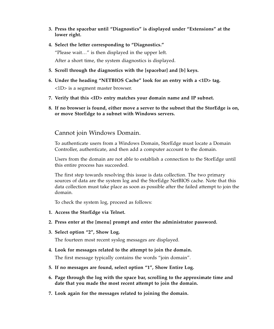 Cannot join windows domain | Sun Microsystems SUN STOREDGETM 5310 NAS User Manual | Page 90 / 382