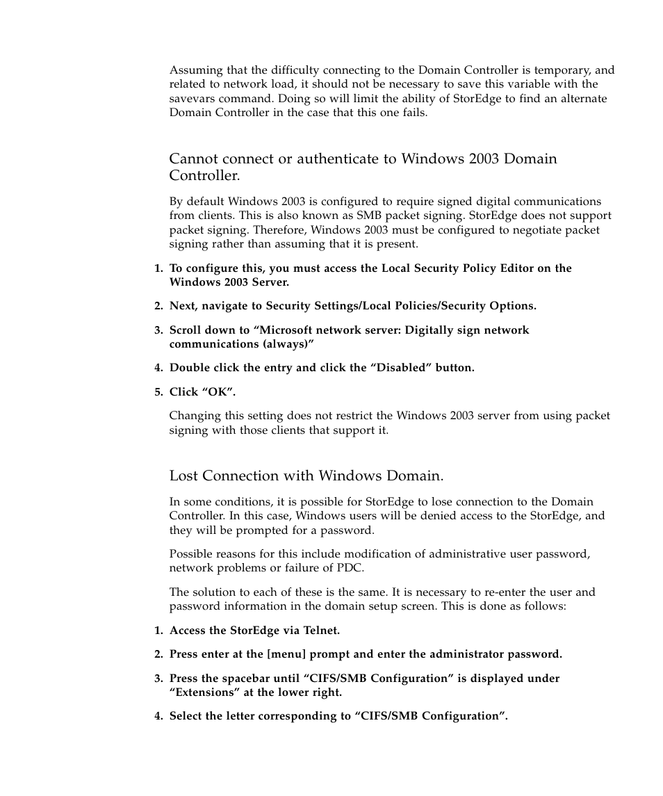 Lost connection with windows domain | Sun Microsystems SUN STOREDGETM 5310 NAS User Manual | Page 95 / 382