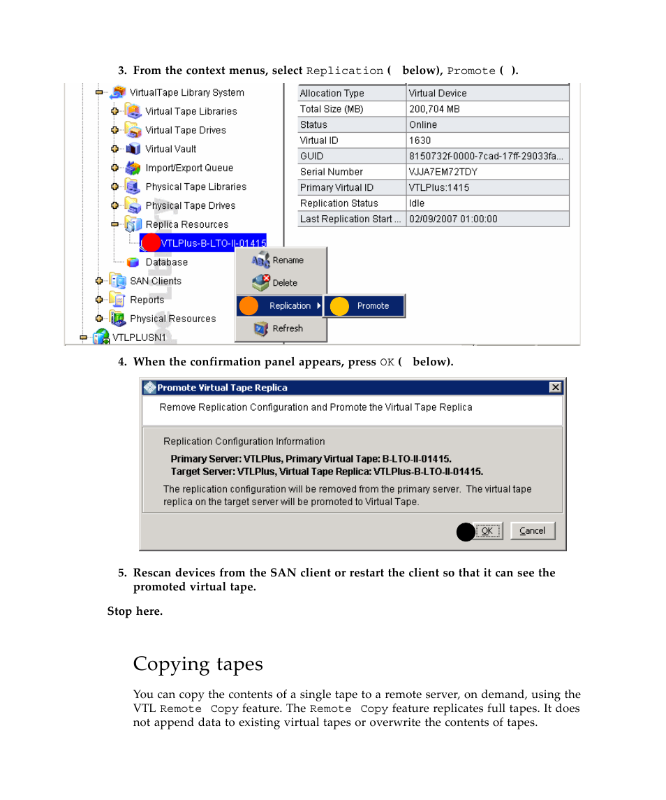 Copying tapes | Sun Microsystems Virtual Tape Library User Manual | Page 118 / 292