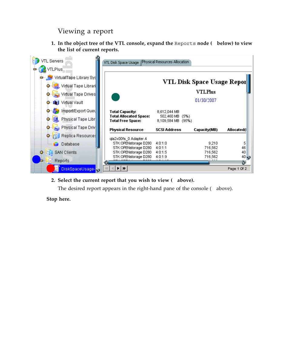 Viewing a report | Sun Microsystems Virtual Tape Library User Manual | Page 140 / 292