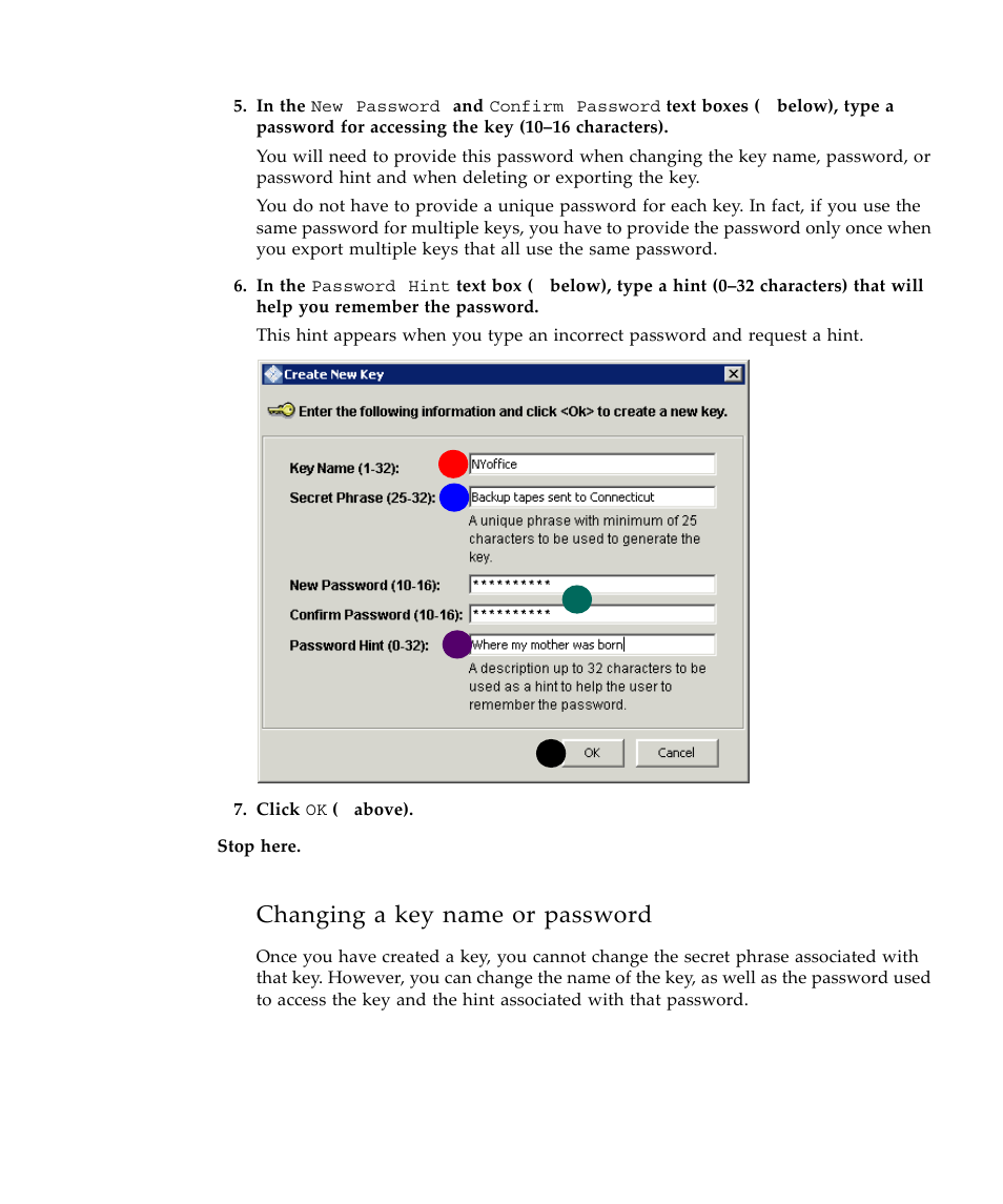 Changing a key name or password | Sun Microsystems Virtual Tape Library User Manual | Page 143 / 292