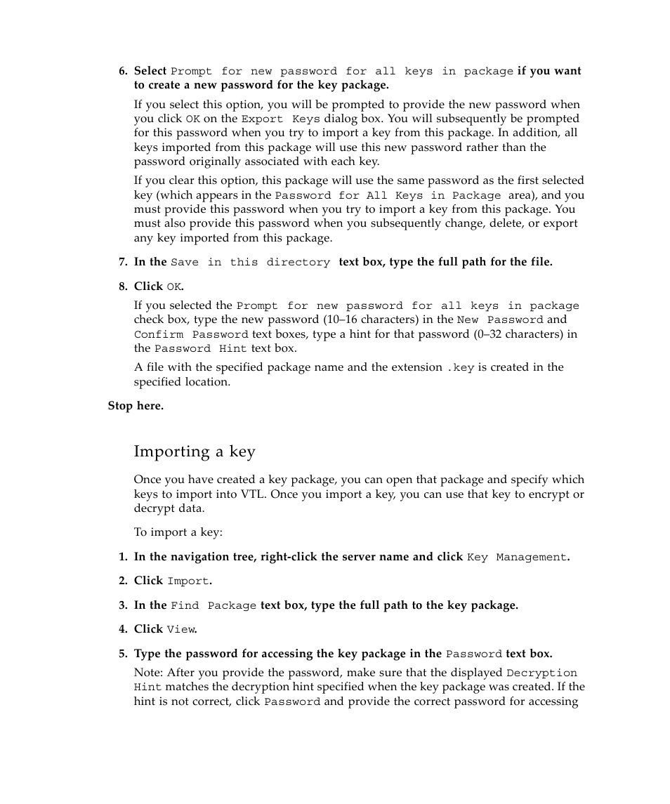 Importing a key | Sun Microsystems Virtual Tape Library User Manual | Page 146 / 292