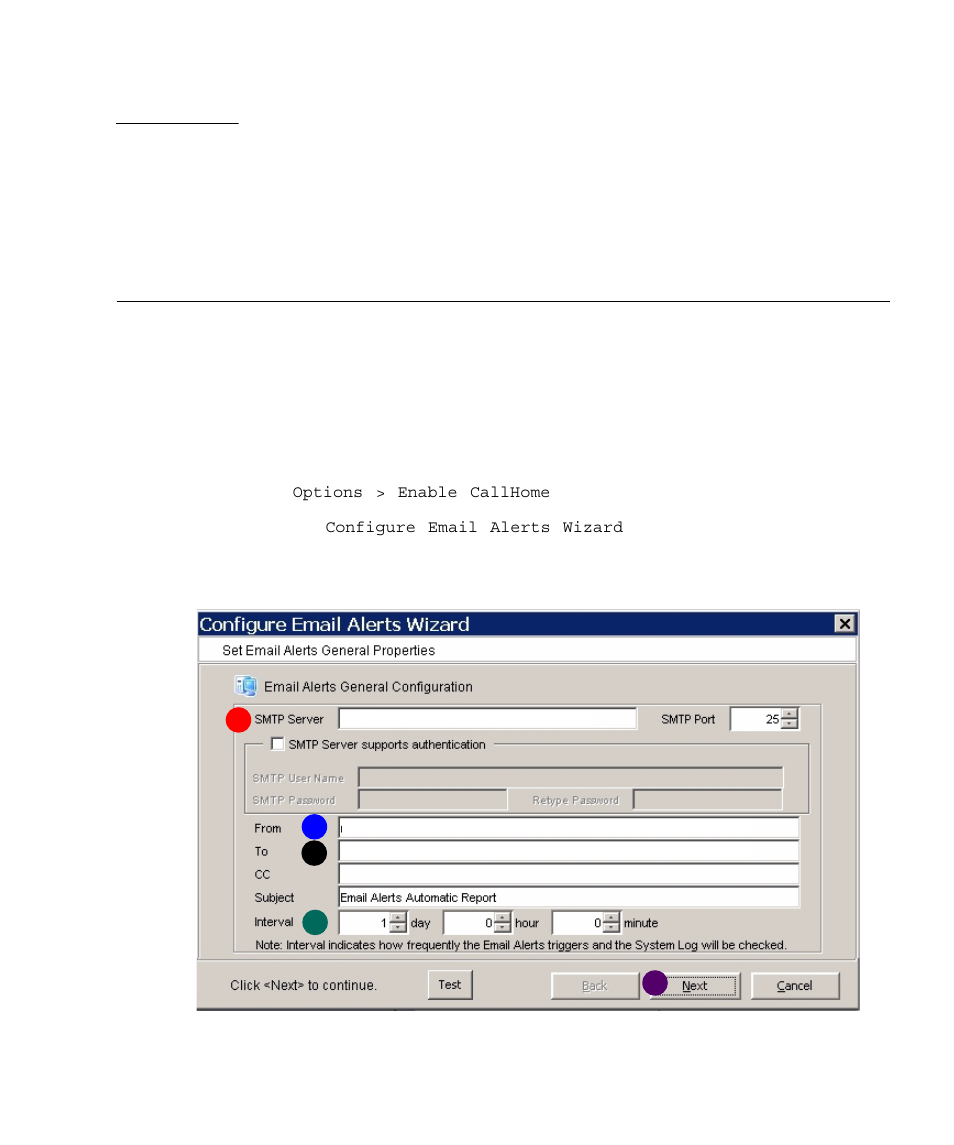 Configuring email alerts | Sun Microsystems Virtual Tape Library User Manual | Page 173 / 292