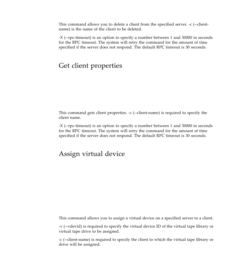 Get client properties, Assign virtual device | Sun Microsystems Virtual Tape Library User Manual | Page 189 / 292