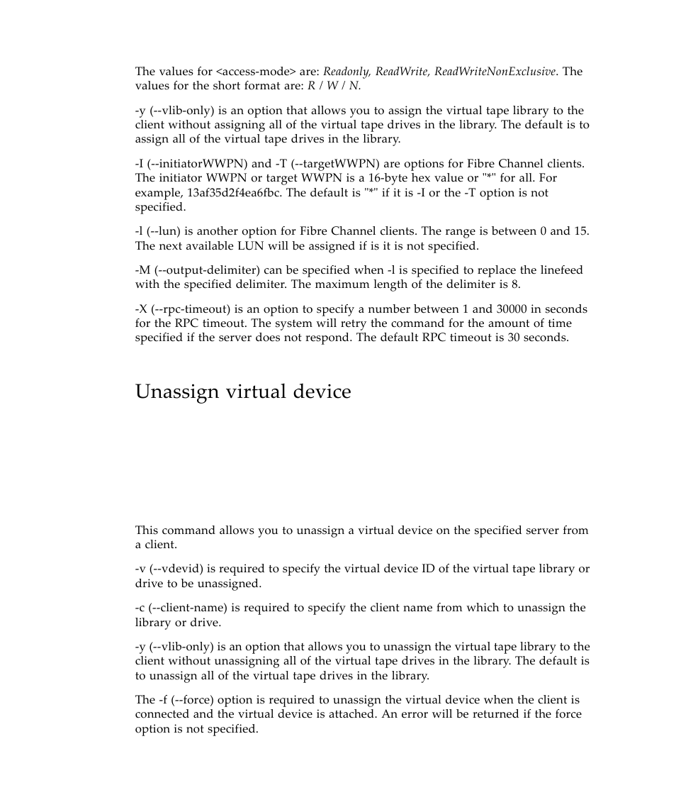 Unassign virtual device | Sun Microsystems Virtual Tape Library User Manual | Page 190 / 292