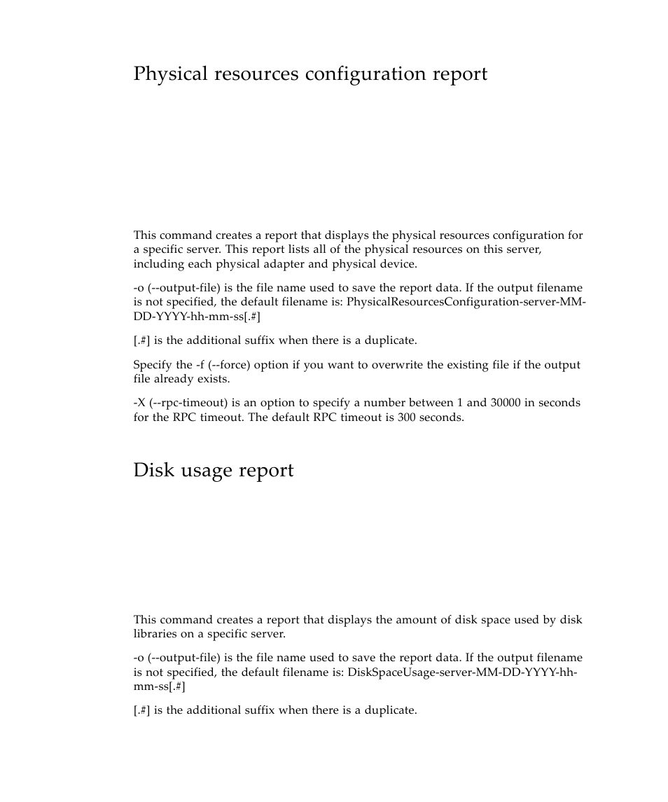 Physical resources configuration report, Disk usage report | Sun Microsystems Virtual Tape Library User Manual | Page 232 / 292