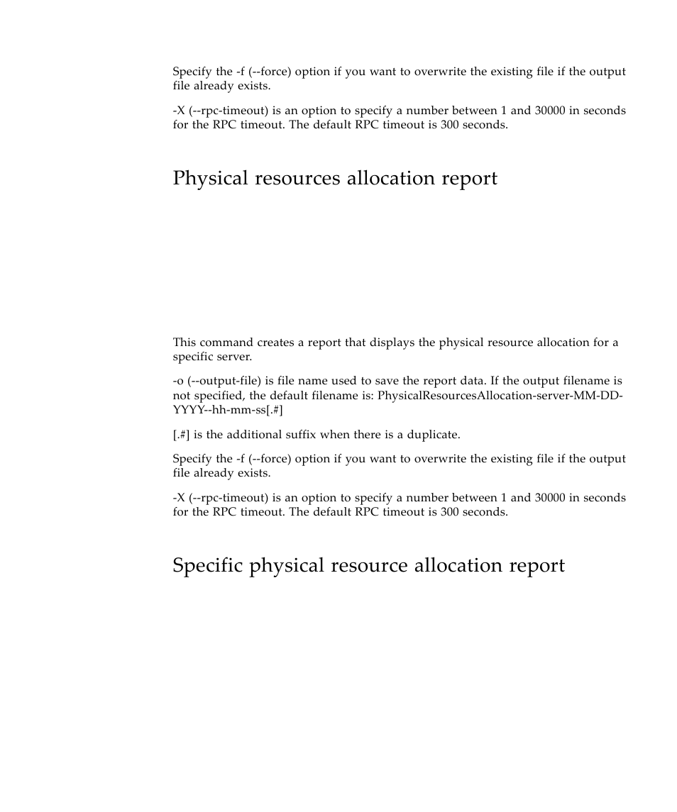 Physical resources allocation report, Specific physical resource allocation report | Sun Microsystems Virtual Tape Library User Manual | Page 233 / 292