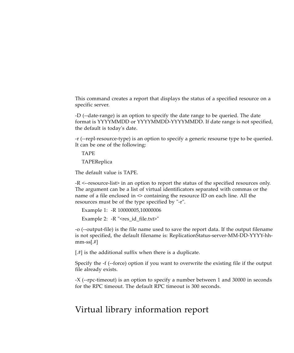 Virtual library information report | Sun Microsystems Virtual Tape Library User Manual | Page 235 / 292