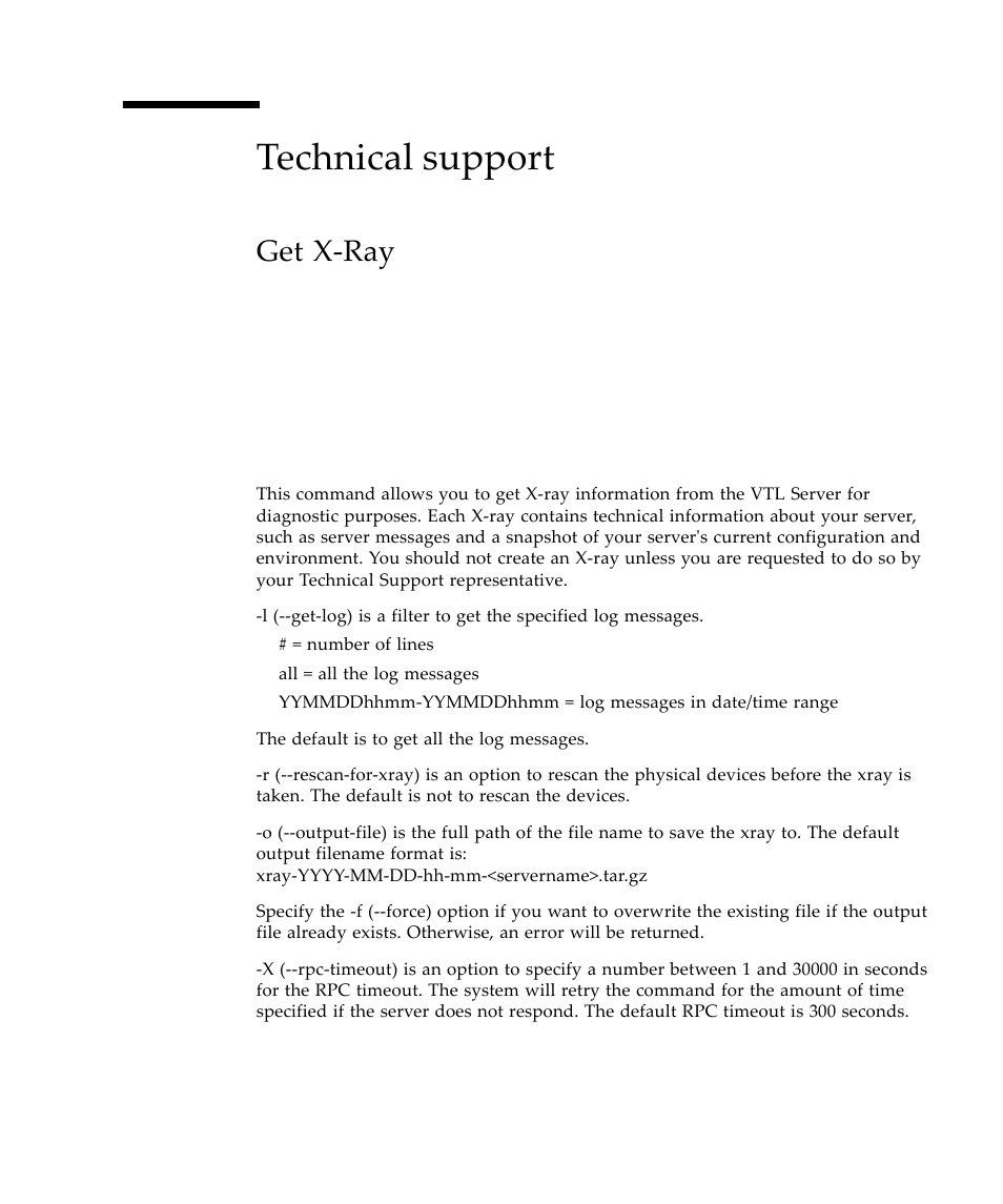 Technical support, Get x-ray, Get x‐ray | Sun Microsystems Virtual Tape Library User Manual | Page 239 / 292