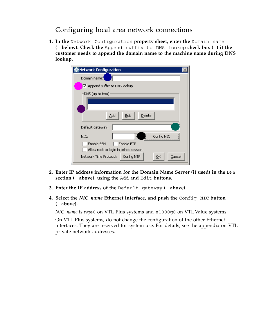 Configuring local area network connections | Sun Microsystems Virtual Tape Library User Manual | Page 42 / 292