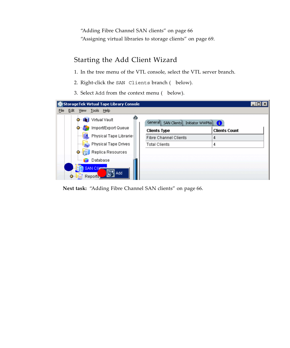 Starting the add client wizard | Sun Microsystems Virtual Tape Library User Manual | Page 79 / 292