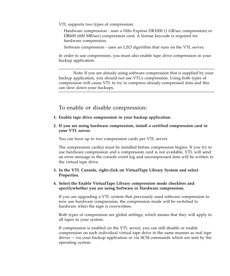 To enable or disable compression | Sun Microsystems Virtual Tape Library User Manual | Page 99 / 292