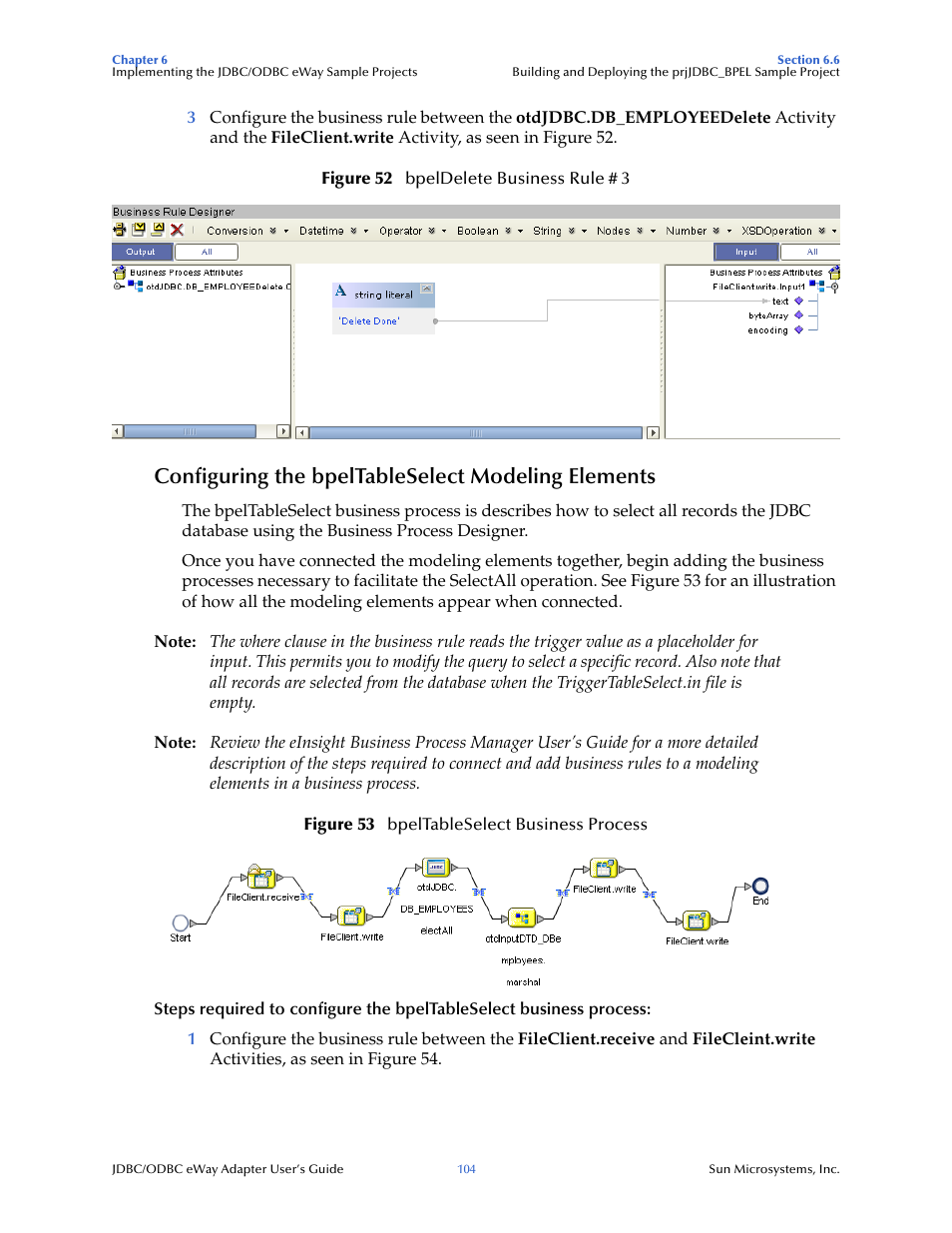 Configuring the bpeltableselect modeling elements | Sun Microsystems eWay JDBC/ODBC Adapter User Manual | Page 104 / 133