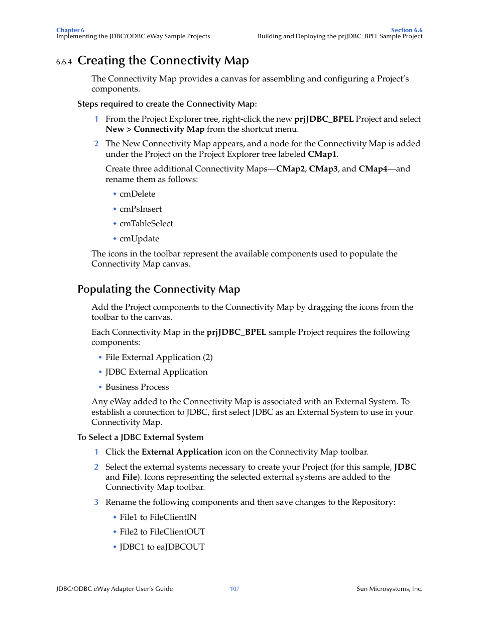 4 creating the connectivity map, Populating the connectivity map, Creating the connectivity map | Populat, The connectivity map | Sun Microsystems eWay JDBC/ODBC Adapter User Manual | Page 107 / 133