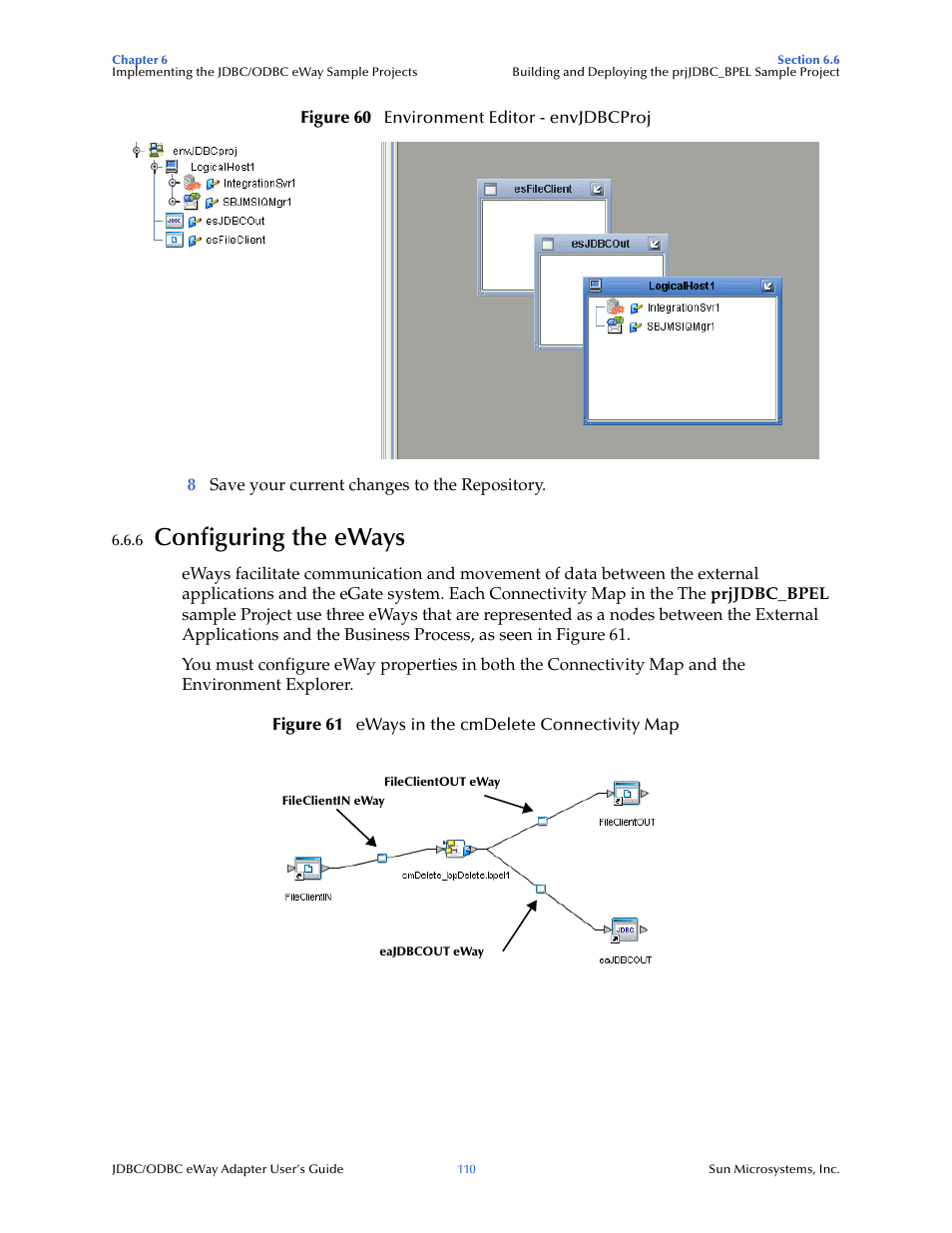 6 configuring the eways, Configuring the eways | Sun Microsystems eWay JDBC/ODBC Adapter User Manual | Page 110 / 133