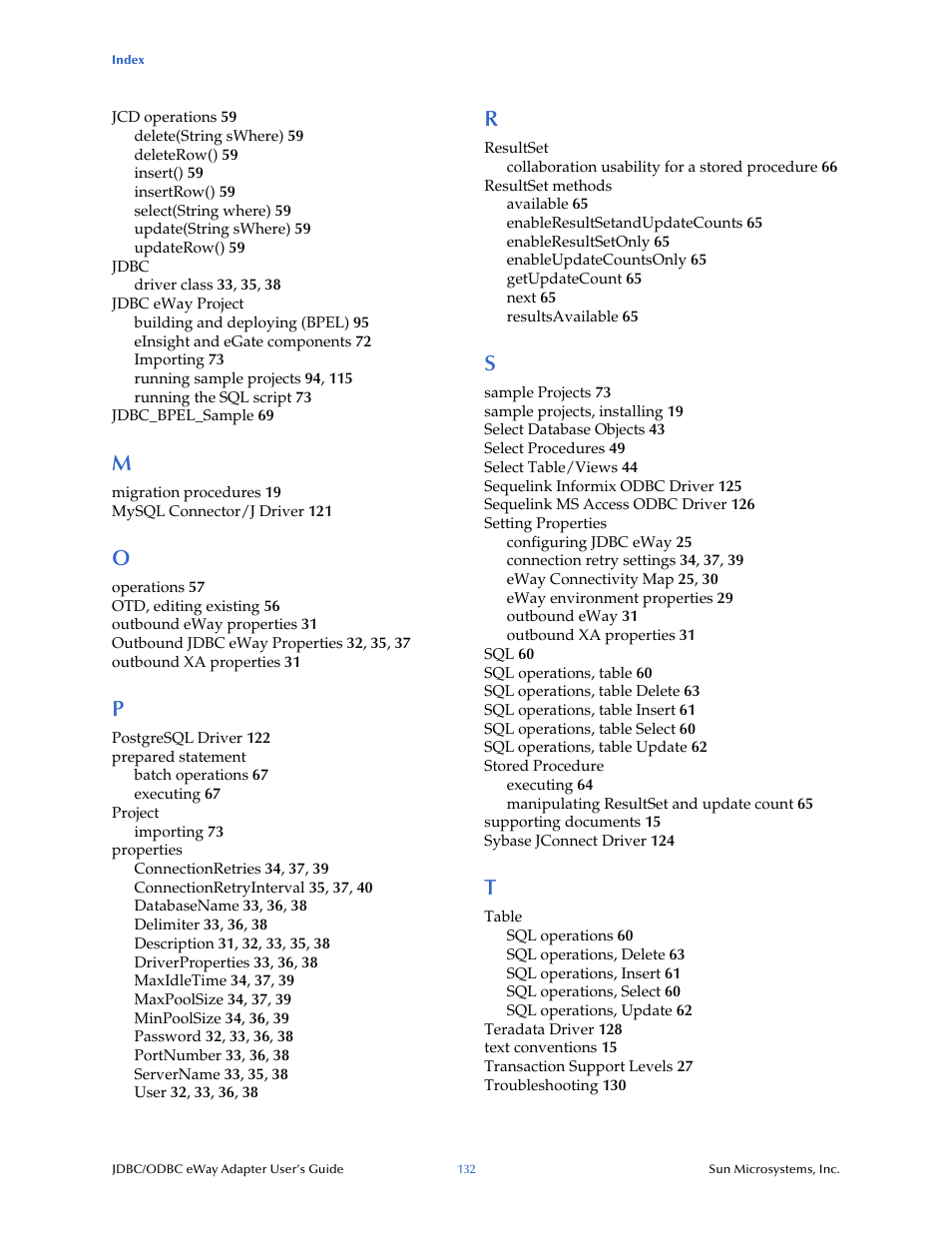 Sun Microsystems eWay JDBC/ODBC Adapter User Manual | Page 132 / 133