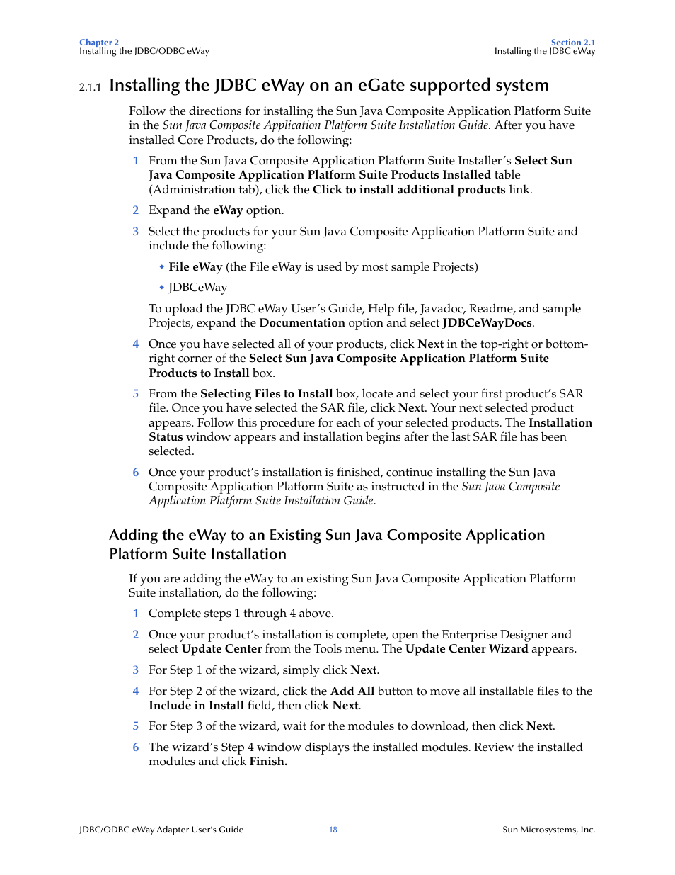 Sun Microsystems eWay JDBC/ODBC Adapter User Manual | Page 18 / 133