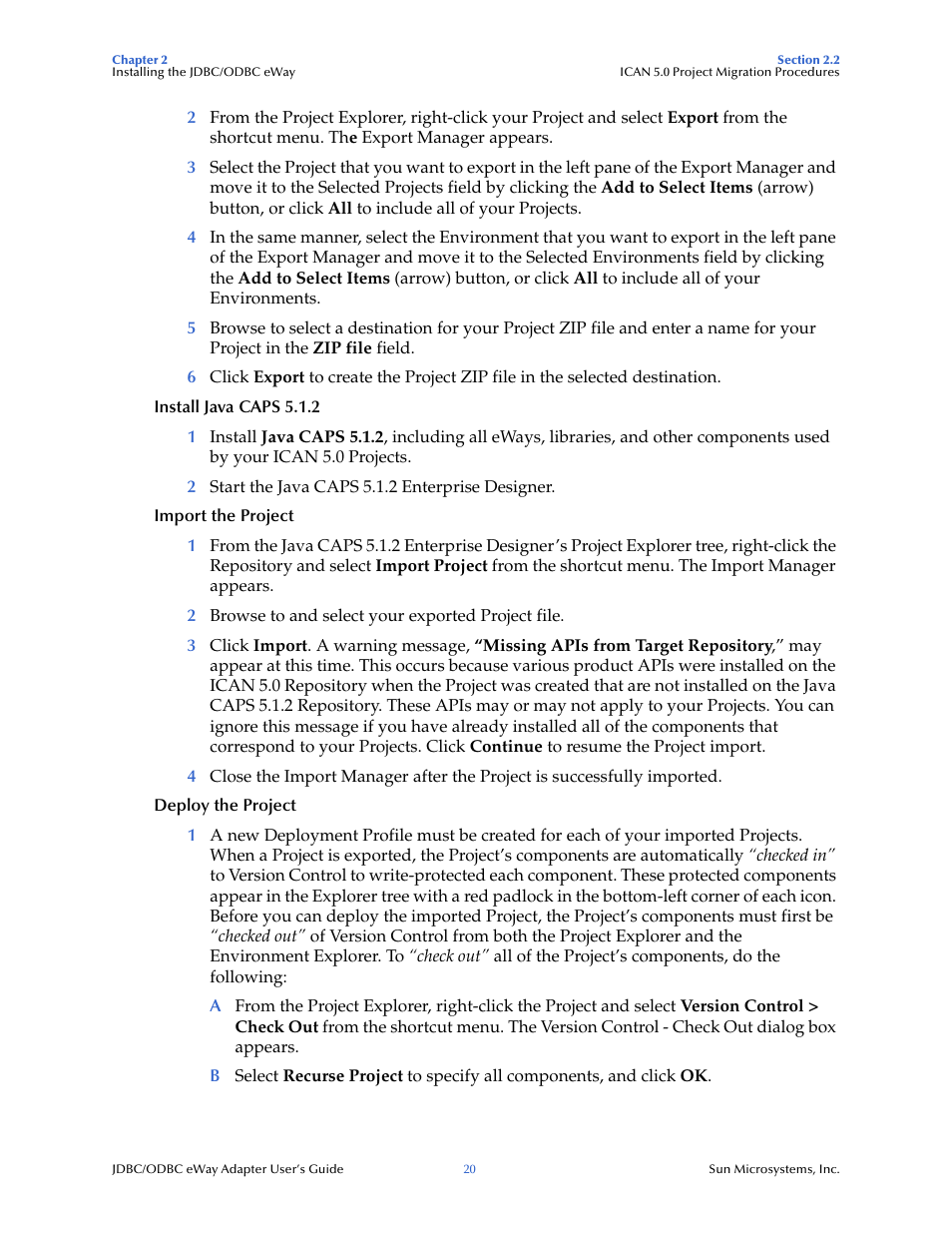 Sun Microsystems eWay JDBC/ODBC Adapter User Manual | Page 20 / 133