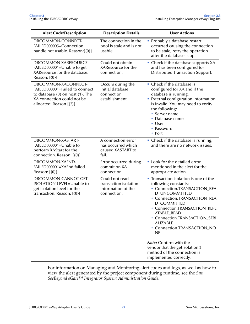 Sun Microsystems eWay JDBC/ODBC Adapter User Manual | Page 23 / 133