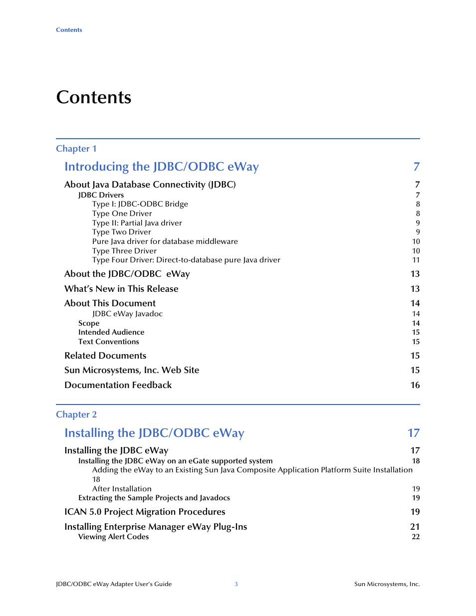 Sun Microsystems eWay JDBC/ODBC Adapter User Manual | Page 3 / 133