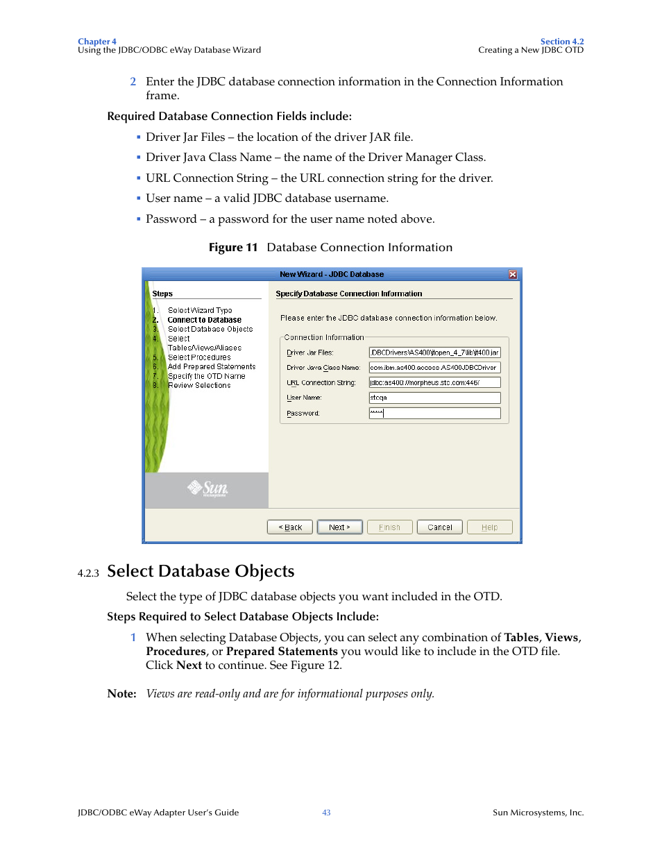 3 select database objects, Select database objects | Sun Microsystems eWay JDBC/ODBC Adapter User Manual | Page 43 / 133