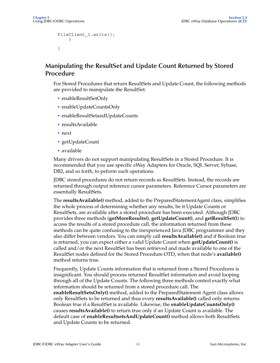 Sun Microsystems eWay JDBC/ODBC Adapter User Manual | Page 65 / 133