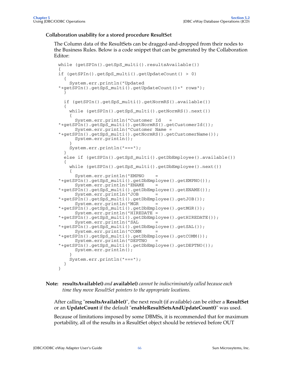 Sun Microsystems eWay JDBC/ODBC Adapter User Manual | Page 66 / 133