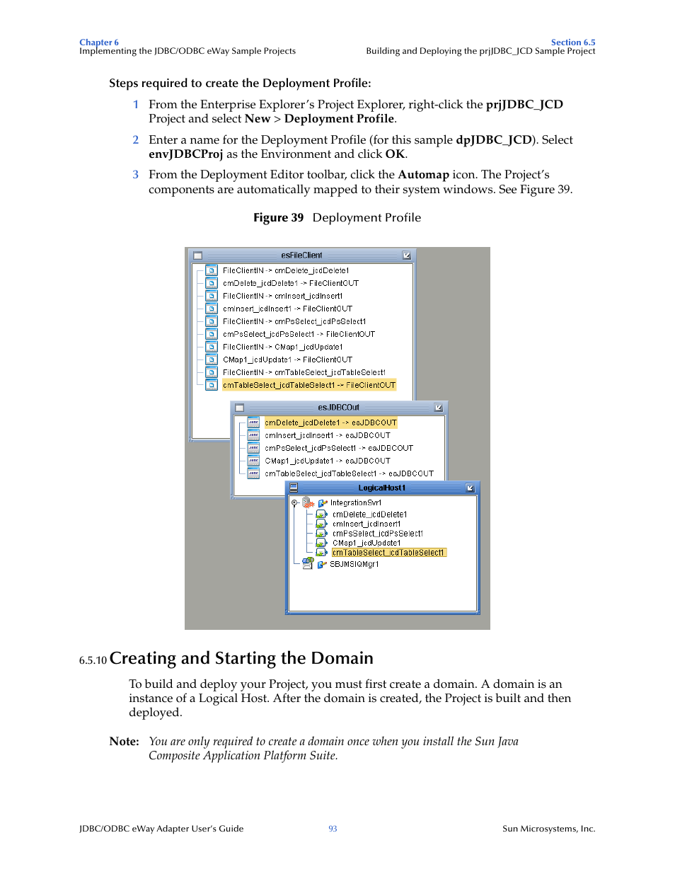 10 creating and starting the domain, Creating and starting the domain | Sun Microsystems eWay JDBC/ODBC Adapter User Manual | Page 93 / 133